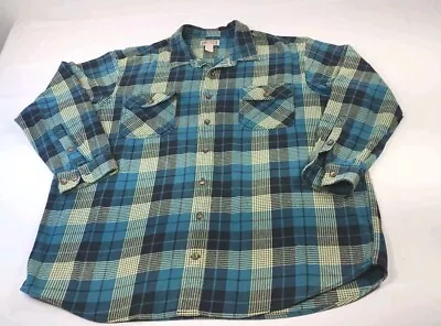 Duluth Trading Co Mens Burlyweight Flannel Shirt Size 3XL Tall Green Plaid  • $22