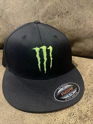 Monster Energy Drink Black Fitted Stretch FlexFit Baseball Hat Cap Size S/M • $32