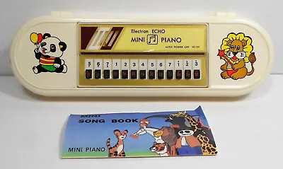 ELECTRON ECHO VTG 80's MINI PIANO + SONG BOOK IN WHITE PENCIL CASE TAIWAN • $29.99