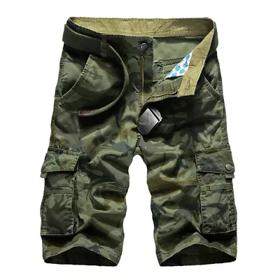 Army Men's Shorts Combat Cargo Multi Pocket Shorts Military Camo Summer Casual • $24.69