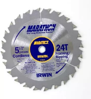 Tools MARATHON Carbide Cordless Circular Saw Blade 5 1/2-Inch 24T Carded (1401 • $17.38