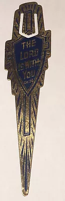 METAL BOOK MARKER~THE LORD IS WITH YOU~BRASS COLOR 1920s-30s ERA • $7.26