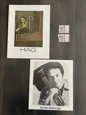 Merle Haggard HAG Country Music Program 1973 Black & White Photo & Ticket Stubs • $45