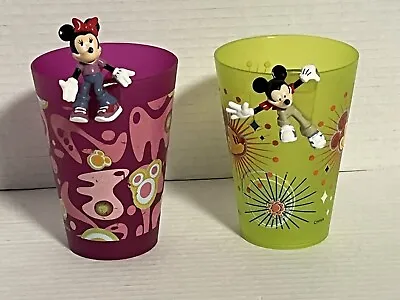 Disney Mickey Minnie Mouse 3D Character Plastic Tumbler Kids Cups 12oz Set Of 2 • $18.74