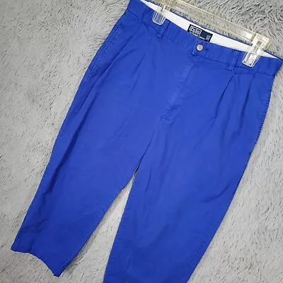 Polo Ralph Lauren Mens 33 (32x24.5) Hammond Pleated Cotton Blue Wide Golf Pants • $8.21