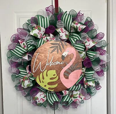 Welcome Flamingo Wreath • $40