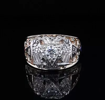 A Gentleman’s 10ct American Masonic .47ct Diamond Signet Ring Size V Val $5790 • $1995