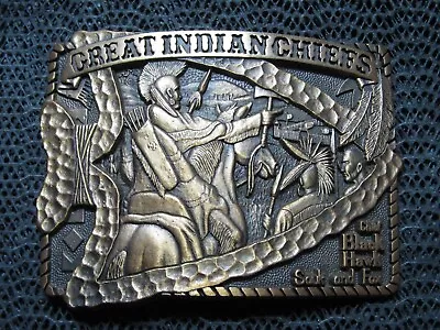 Great Indian Chiefs Black Hawk Sauk & Fox Brass Belt Buckle! Vintage! Rare! 1983 • $49.99