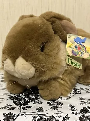 Vintage “Natural Lay Down Bunny” 1998 Fiesta Bunny Rabbit Plush Toy 15” • $49.99