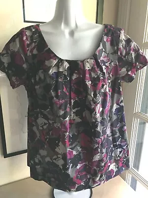 Thakoon For Target L Cotton Short Sleeve Blouse Multi Print Full Back Zipper • $12