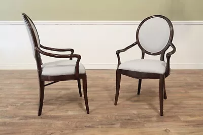 Solid Mahogany Round Back Dining Room Chairs With Performance Fabric • $850