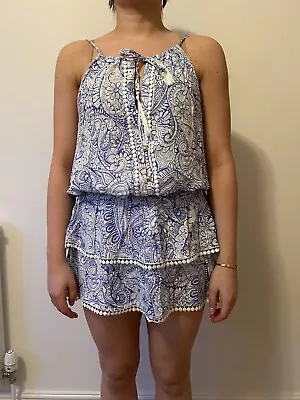 Melissa Odabash Beach/Summer Dress Blue & White Print Size Small • £50