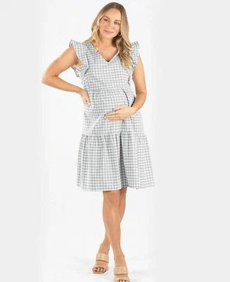 $25 • Buy Angel Maternity Gingham Dress Size S