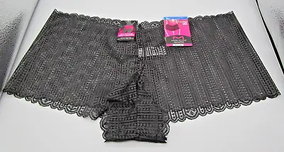 MAIDENFORM~XL 8~DMCLBS~Black Lace Sexy Must Haves Lace Cheeky Boyshort • $8.99