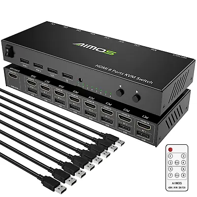 KVM Switch 8 Ports HDMI 2.0 KVM Switcher And USB 2.0 Hub Support 4K@30Hz For 8 • $144.74