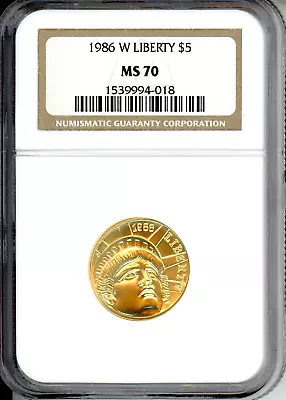 1986-W $5 STATUE Of  LIBERTY COMMEMORATIVE GOLD COIN NGC MS70 MS-70 Older Holder • $679