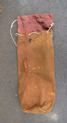 $34.99 • Buy Vtg Antique Brown Duck Canvas Duffle Bag Pack Camping Work Wear Stuff Sack Carry