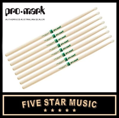 $89 • Buy Promark Txr5bn Nylon Tip The Natural 4 Pairs 5b Drumsticks American Hickory New