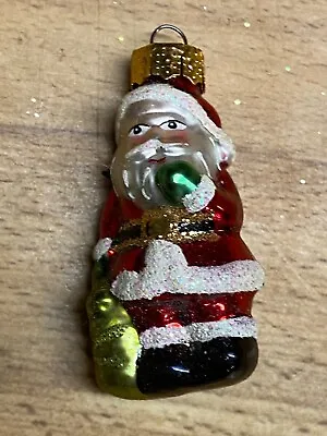 Mercury Glass Miniature Santa Christmas Ornament Feather Tree 1 3/4  I • $3.95