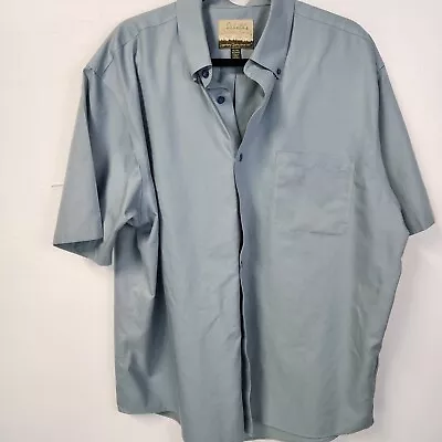 Cabelas Size XL Outfitter Series Mens Blue Button Up Short Sleeve Shirt Pocket • $16.99