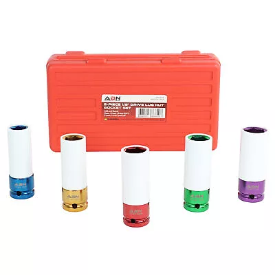 ABN 1/2” Inch Impact Drive Lug Nut Socket Non-Marring Thin-Walled 5-Piece Set • $29.99