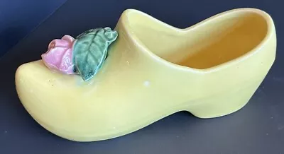 Vintage McCoy Yellow Dutch Shoe With Pink Rose Planter/Wall Pocket • $14