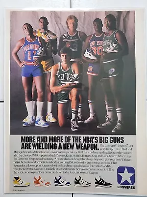 1987 Vintage Magazine Ad Converse NBA BASKETBALL SHOE Larry Bird Magic Johnson • $15