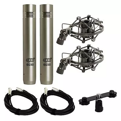 MXL 603 Microphone Stereo Pair W/ 2 20-foot XLR Cables & Stereo Bar Bundle • $179.95