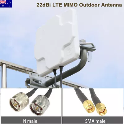 2*22dBi LTE Dual MIMO Antenna 4G Outdoor SMA N-Male Signal Strength Booster AU • $38.66