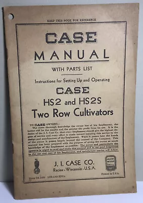 1943 Case Manual For Setting Up Hs2 & Hs2s Two Row Cultivator • $9