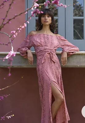 $349 • Buy Scanlan Theodore New $650 BNWT Rose Silk CDC Reptile Print Wrap Dress Size 6
