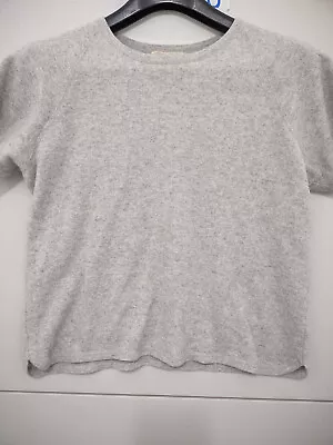 J Jill Sweater Top Womens Small Gray Short Sleeve 100% Cashmere Boxy Solid • $20