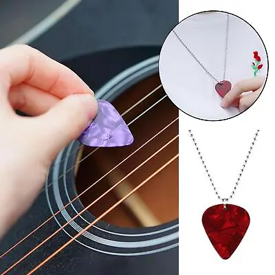 Personalised Guitar Pick Pendant Necklace Vintage Music Ladies Men Gifts • £2.80