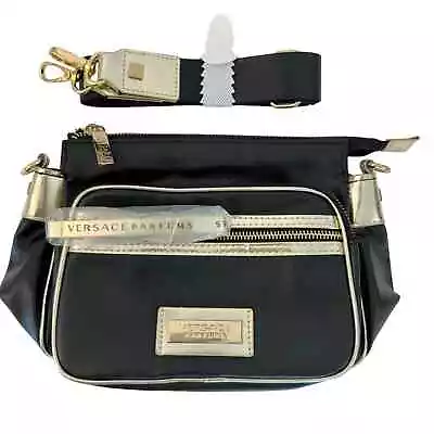 Versace Parfums Black Metallic Gold Crossbody Camera Bag  • $68