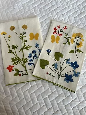 Vintage Vera Neumann Cotton Table Napkins Set Of 2 Bold Bright Floral MCM Retro • $17.95