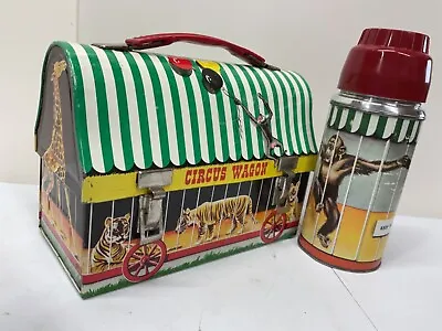 Vintage Circus Wagon Lunchbox And Thermos • $255