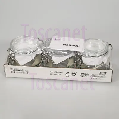 Set Of 3 Ikea Korken Glass Mason Jars With Leaf Pattern 4 Oz  New • $22.95