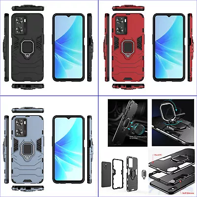 $9.39 • Buy For Oppo A57 4G 2022, 3d 3in1 Shockproof Rugged Grip Ring Car Holder Case +glass