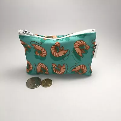 Shrimp Prawn Seafood Coin Purse Tiny Wallet Earbuds Holder Purse 13 X 8 Cm • $8