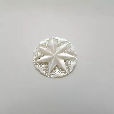 Vintage Carved MOP Mother Of Pearl 7 Point Star Brooch • $19.99