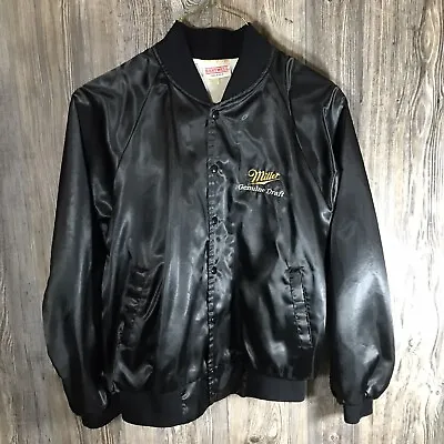 Vintage Miller Genuine Draft Satin Bomber Jacket Made In USA  • $32