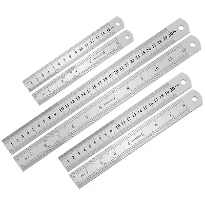 3Pcs Stainless Steel Ruler Set 6 8 12 Inch Metal Ruler With Inch And Metric New • $10.49