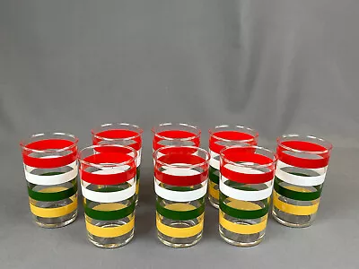 8 Anchor Hocking FIESTA BANDS 6 Oz Juice Glass Tumblers C. 1950's: MINT • $74.99