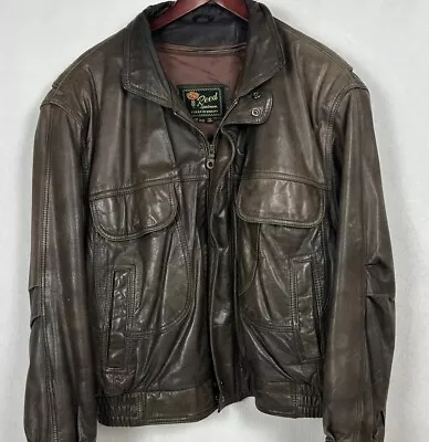 Reed Sportswear Jacket Size R 42 Brown Leather Bomber Removable Thinsulate Liner • $59.99