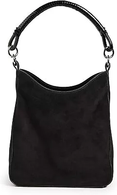 Staud Women Mel Hobo Stylle Silver Chain Leather Handle Suede Bag Black OS New • $395