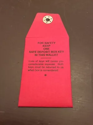 $5 • Buy 5 Key Envelope - RED - Permanent Lock Style - Safe Deposit Box Key Envelope