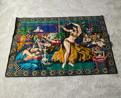 1960s VINTAGE Middle Eastern Tapestry - 58” X 39” - Belly Dancers & Musicians • $80