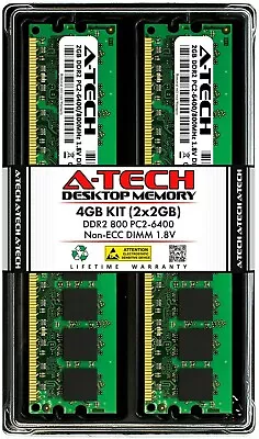 A-Tech 4GB 2x 2GB PC2-6400 Desktop DIMM DDR2 800 MHz Non-ECC Memory RAM 6400U 4G • $27.98