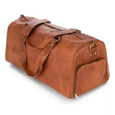 Vintage Handmade Leather Duffle Bag Overnight Gym Travel Luggage • $77