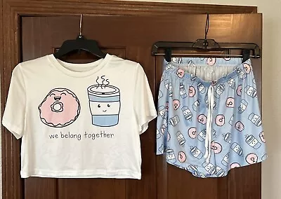 Women’s Pajamas Two Piece Set Size Small Pre Owned Coffee And Donuts Theme • $9.99